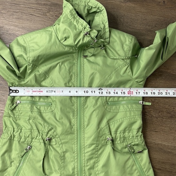Gallery Petites Zip Up Lime Green Windbreaker Light Weight Jacket, size PS - Picture 12 of 12